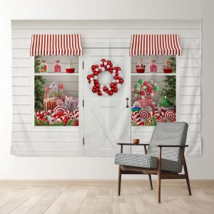 Aperturee White Candy Store Christmas Backdrop For Party