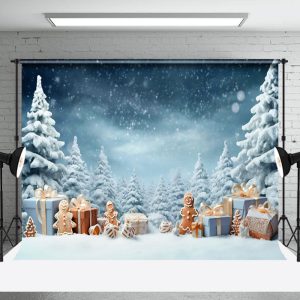 Aperturee Winter Snowy Scene Elegant Gift Xmas Trees Backdrop
