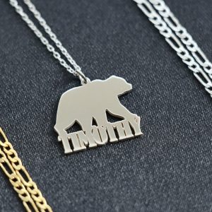 Bear Necklace in Sterling Silver, Husband Jewelry, Personalized Necklace for Men, Animal Charm, Bear Pendant, Animal Lover Gift, Elegant Bear Jewelry,Gift For Him