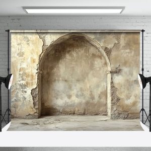 Biege Shabby Retro Arch Retro Wall Photo Backdrop - Aperturee