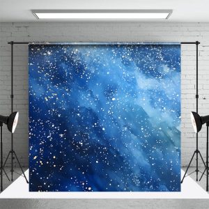 Blue Abstract Pattern Gold Dot Winter Photo Backdrop