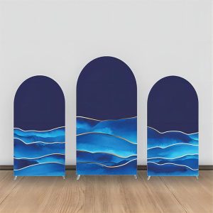 Blue Gold Marble Texture Party Arch Backdrop Kit - Aperturee