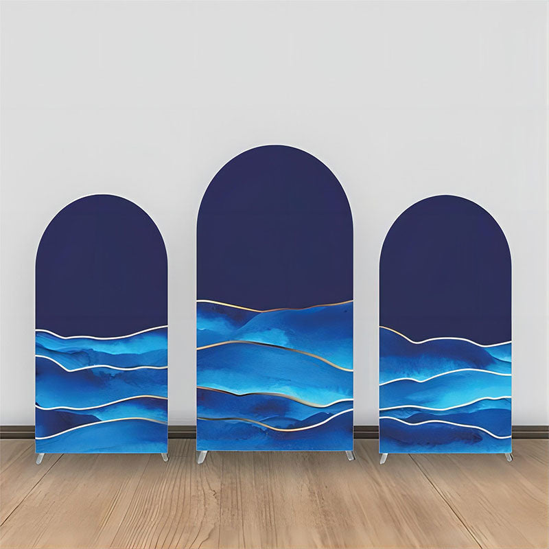 Blue Gold Marble Texture Party Arch Backdrop Kit - Aperturee