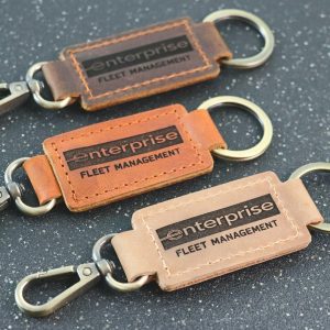 Business Logo Keychain, Custom Leather Keychain