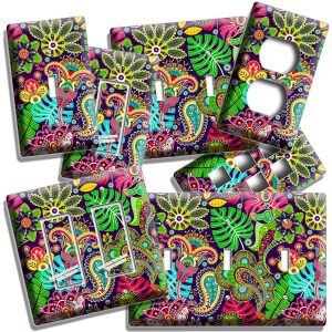 COLORFUL FLORAL PAISLY PATTERN LIGHT SWITCH OUTLET PLATE BEDROOM HOME ROOM DECOR