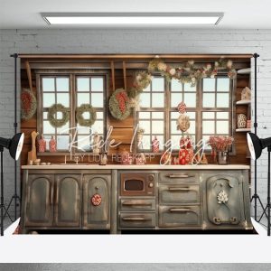 Christmas Kitchen Window Backdrop For Photo - Aperturee