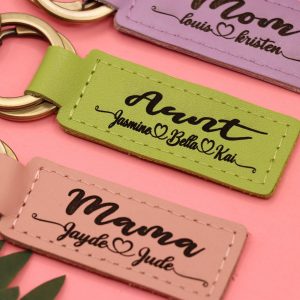 Colorful Leather Mama Keychain , Real Leather, Same Day Shipping, Free Shipping US