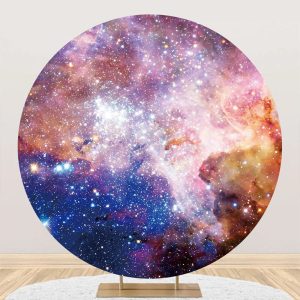 Colorful Universe Sparkly Star Round Birthday Backdrop - Aperturee