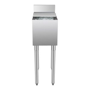 Commercial Ice Bin 28 L Underbar Ice Bin with Sliding Lid and Bottle Holders