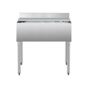Commercial Ice Bin 95.3 L Underbar Ice Bin with Sliding Lid and Bottle Holders