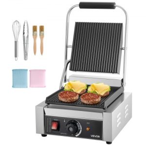 Commercial Panini Press Grill Electric Sandwich Maker Griddle Plate 8.8x9 in