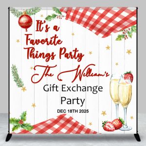 Custom Name Christmas Gift Exchange Party Backdrop - Aperturee