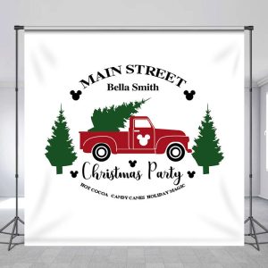 Custom Name Main Street Truck Christmas Backdrop - Aperturee