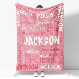 Custom Name Text Typeface Pink Fleece Gifts Blanket - Aperturee