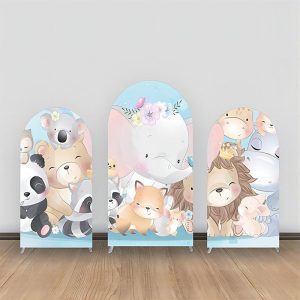 Cute Animals Blue Birthday Party Arch Backdrop Kit - Aperturee