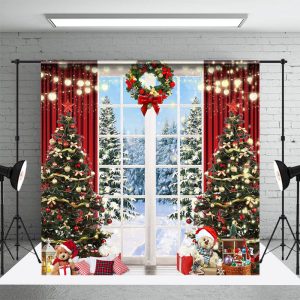 Decorative Wreath Indoor Window Christmas Backdrop - Aperturee