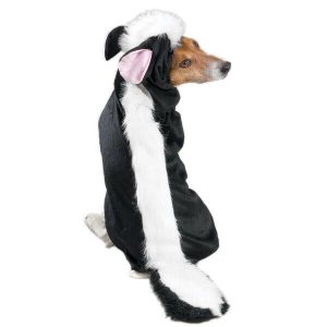 Dog Halloween Costume Lil Stinker Skunk Outfit Fuzzy Black White Stripe
