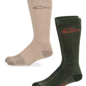 Drake Mens Merino Wool & Moisture Wicking Ribbed Liner Tall Boot Sock System 2PK