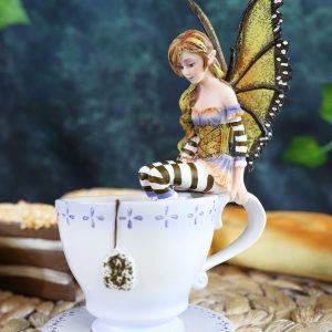 Ebros Amy Brown Fantasy Teacup Mocha Coffee Fairy Figurine Warm Toes 6.5"H