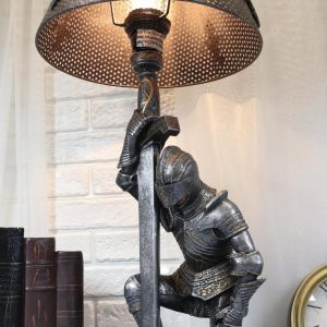 Ebros The Accolade Kneeling Knight Suit of Armor Ceremony Side Table Lamp 22"H