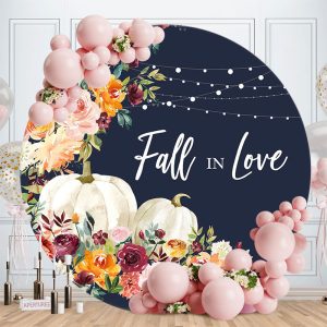 Fall In Love Floral Pumpkin Wedding Backdrop - Aperturee