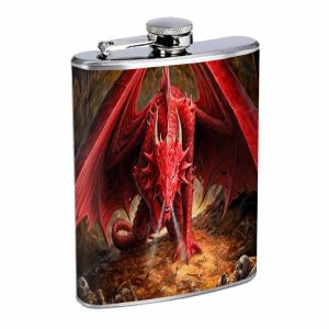 Flask 8oz Stainless Steel Dragon Design-002 Custom Skin Fantasy Mythology
