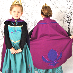 Frozen Queen Elsa Coronation Gown Dress Costume with Pink Cape