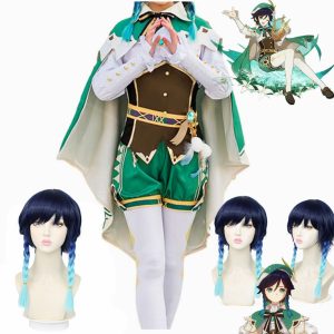Genshin Impact Cosplay Venti Costume Halloween Anime Cos Wig Prop Outfit Dress