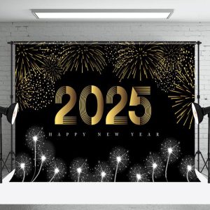 Gold Silver Sparkle Night 2025 New Year Backdrop - Aperturee