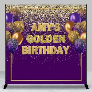 Golden Birthday Purple Custom Party Backdrop For Woman
