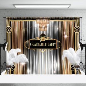 Golden Silver Metallic Feel Line Graduation Backdrop - Aperturee
