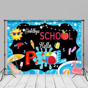 Goodbye School Hello Pool Blue Photography Backdrop - Aperturee