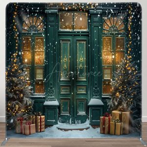 Green Door Gift Winter Snowy Pillow Cover Backdrop - Aperturee