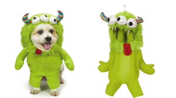 Green Three Eyed Monster Dog Costume Super Soft Quality Fabric Funny Adorable