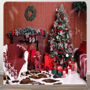 Indoor Room Green Tree Red Gifts Pillow Case Backdrop - Aperturee