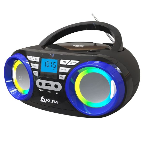 KLIM B3 Portable CD Player + FM Radio, CD, MP3, Bluetooth, AUX, USB, RGB Lights