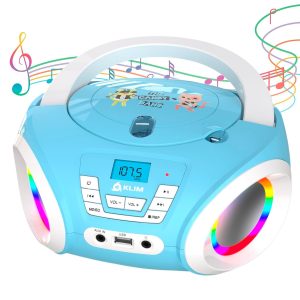 KLIM Candy Kids Boombox CD Player for Kids + New 2024 + FM Radio + Batteries Inc