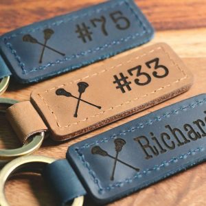 Lacrosse Keychain, Personalized Sports Keychain, Team Gifts, Player Gifts, Lacrosse Gift, LEATHER KEYCHAIN