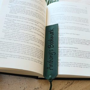 Leather Bookmark Personalized - Green Color , Real Leather, Same Day Shipping, Free Shipping US