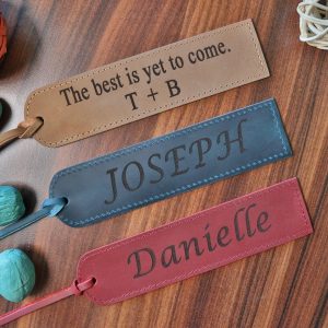 Leather Bookmarks - Blue Color , Real Leather, Same Day Shipping, Free Shipping US