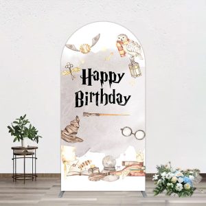 Magic Wizard World Happy Birthday Arch Backdrop - Aperturee