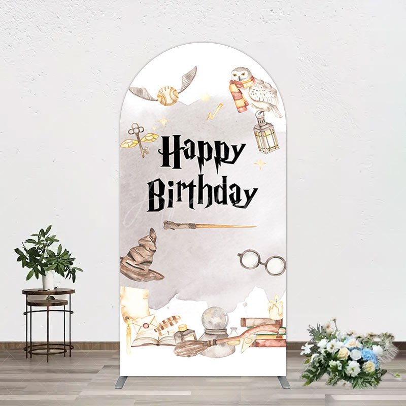 Magic Wizard World Happy Birthday Arch Backdrop - Aperturee