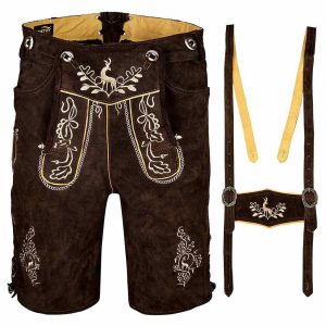 Mens Oktoberfest Costume Bavarian Lederhosen 'Otto' Dark German Trachten