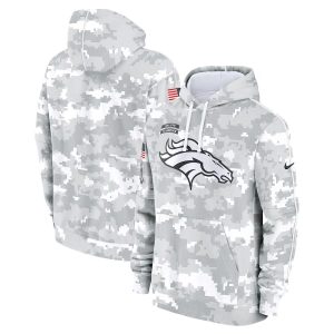 Mens White Camo Broncos 2024 Salute to Service Pullover Hoodie - Denver