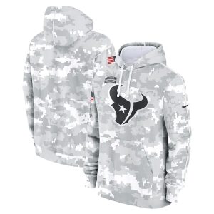 Mens White Camo Texans 2024 Salute to Service Pullover Hoodie - Houston