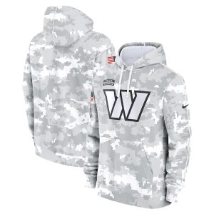 Mens White Camo Washington Commanders Salute to Service 2024 Pullover Hoodie