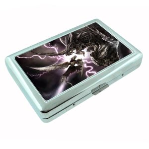 Metal Silver Cigarette Case Holder Box Dragon Design-005 Custom Mythology