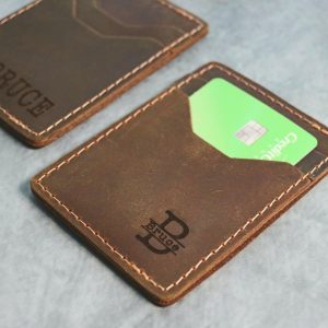 Minimalist Leather Wallet, Personalized Slim Front Pocket Wallet, Men's Cardholder, Distressed Leather Cardholder, Perfect Gift