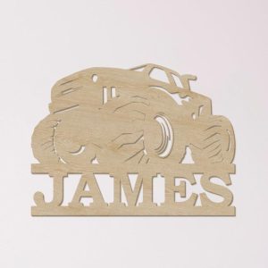 Monster Truck Wood Name Sign