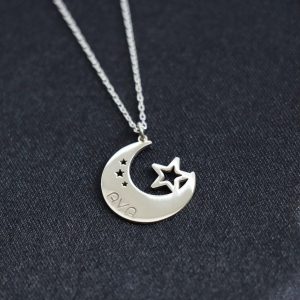 Moon Star Necklace, Crescent moon necklace for her, Unique gift for bestfriend, Birthday gift wife, Mother's Day Gift for Mom